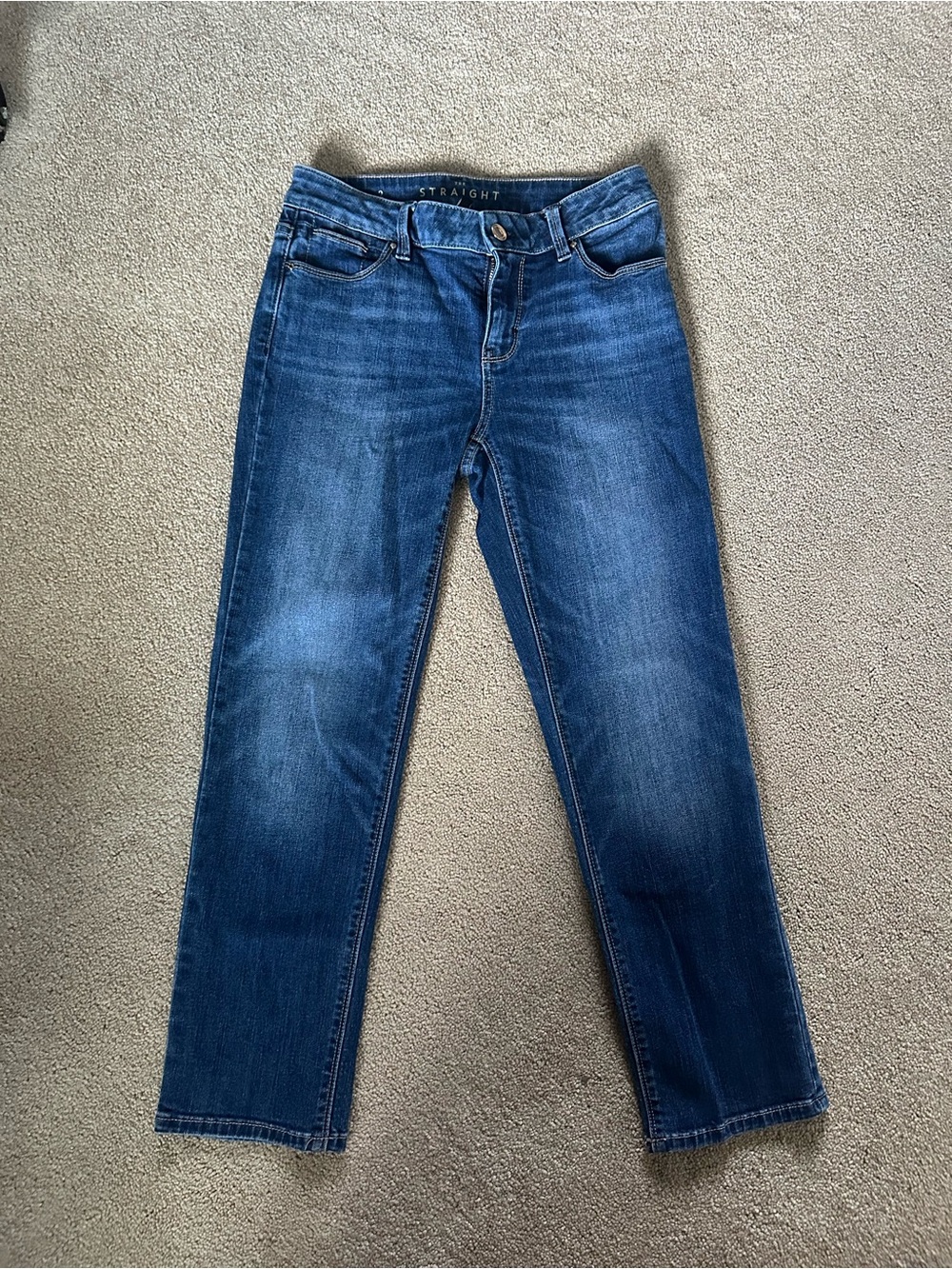 White House Black Market Straight Leg Dark Blue Jeans